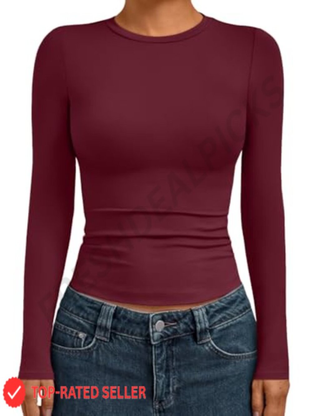 Womens Long Sleeve Compression Crew Neck Slim Fit Top